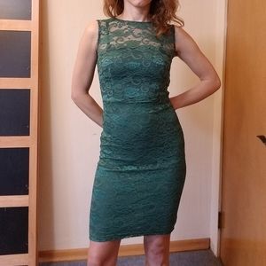Emage Emerald Lace Bodycon Dress Small Gem Tone